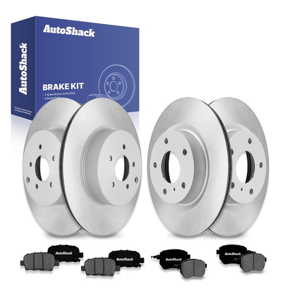 AutoShack Front & Rear Brake Rotors & Premium Pads for Nissan & INFINITI, Murano 2004-2007, 2009-2010 FX35 2003-2005 FX45 2003-2005, AWD RWD FWD V6 3.5L V8 4.5L - Coated - ArmorStop
