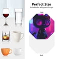thumbnail image 6 of Yiaed Neon Toy Cat Reflections Print Leather Coasters for Drinks - Cup Coasters Coffee Table Kitchen Table Bar, Home & Office Gifts Handmade Drink Coasters-Octagon, 6 of 6