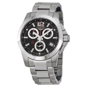 Longines Conquest Chronograph Stainless Steel Black Dial Date Divers Quartz Mens Watch L37004566