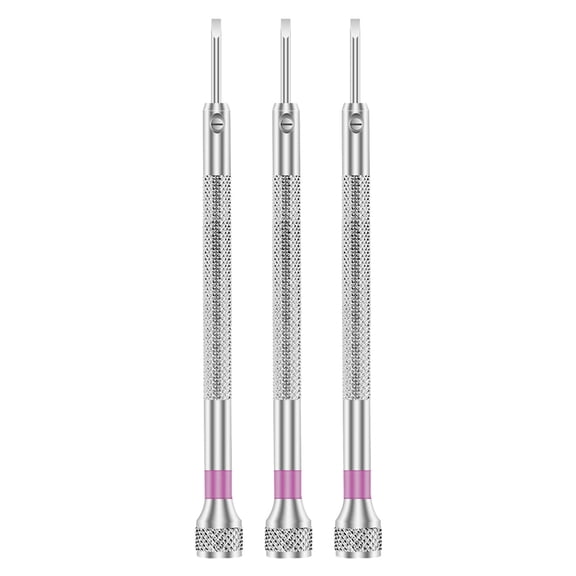 Professional 3-Piece Watch Repair Screwdriver Set with Interchangeable Carbon Steel Tips
