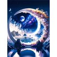 thumbnail image 1 of New 5D DIY Diamond Painting Moon House Tree Flower Fantasy Landscape Mosaic Diamond Embroidery Cross Stitch Full H73round 40x50cm Gao Jinjia LED, 1 of 2