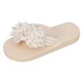 thumbnail image 5 of Rokment Flower Flip Flops for Women 2026 Boho Beach Summer Fashion Casual Thongs Slip on Flat Sandals Travel Memory Foam Slides Slippers Vacation White Size 7, 5 of 6