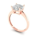 thumbnail image 2 of 2.5 ct Cushion Cut White Sapphire Solitaire 18K Rose Gold Womens Engagement Ring, 2 of 5
