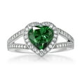thumbnail image 2 of Gem Stone King 925 Sterling Silver Ring Heart Shape Nano Emerald and Moissanite (1.09 Cttw) (Size 8), 2 of 4