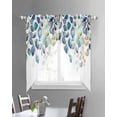 thumbnail image 3 of Blue Teal Botanical Swag Valances for Windows, Weeping Fall Eucalyptus Leaves Rod Pocket Sheer Valances for Large Windows, Swag Toppers Light Filtering for Kitchen Living Room 2 Panels 36''x63'', 3 of 6