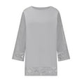 thumbnail image 4 of Penkiiy Womens Spring Tops Crewneck 3/4 Sleeve Basic Tee Shirts Oversized Summer Outfits Dressy Casual Blouses 2025 Gray, 4 of 6