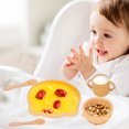 thumbnail image 3 of Set, Soft Silicone Suction Plate Bowl Cup Fork Spoon, For Weaning Cute Bear Shape, 3 of 8