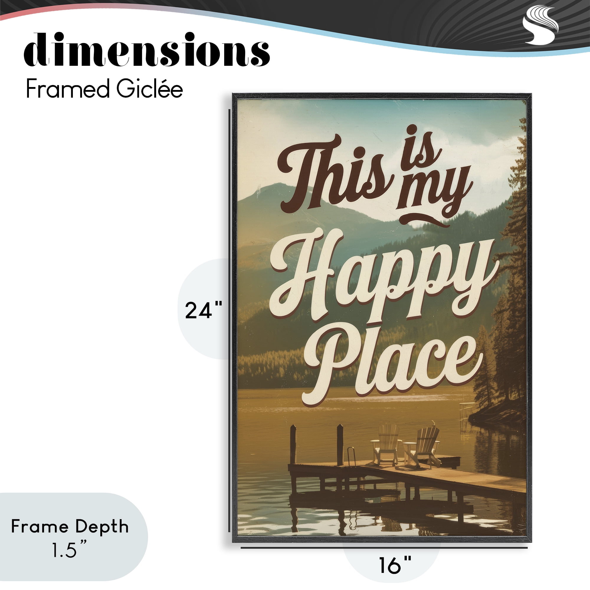 Stupell Industries Vintage My Happy Place Black Framed Giclee Art, design by Andreas Magnusson