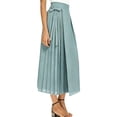 thumbnail image 3 of QATAINLAV Women's Pleated Chiffon Skirts Cute Bow Elastic Waist Long Skirts Solid Casual Loose Skorts Summer Vacation Beach Clothes Light Blue XXL, 3 of 10