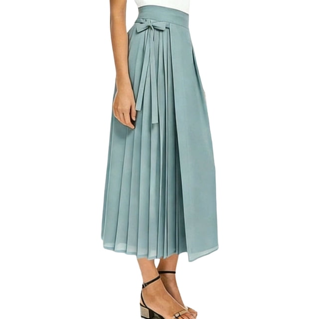 Pantalones de Mujer Traje Elegante Bowknot Asimétrico Plisado Alto de Cintura Ancha de Pierna Ligera de Gasa de las Mujeres Pantalones Casuales para las Fechas de Uso Diario