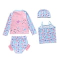 thumbnail image 4 of Shadoumai Girls Swimsuit Ruched Side Bikini Sets for Girls Spaghetti Strap Girls Swimwear Tankini 3 Piece Girls Bathing Suits Size 7-8 Tropical Printed Swimwear with Cover Up Pants, 4 of 4