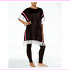 DKNY Fleece Colorblock Lounge Poncho Black White Pink Size S/M