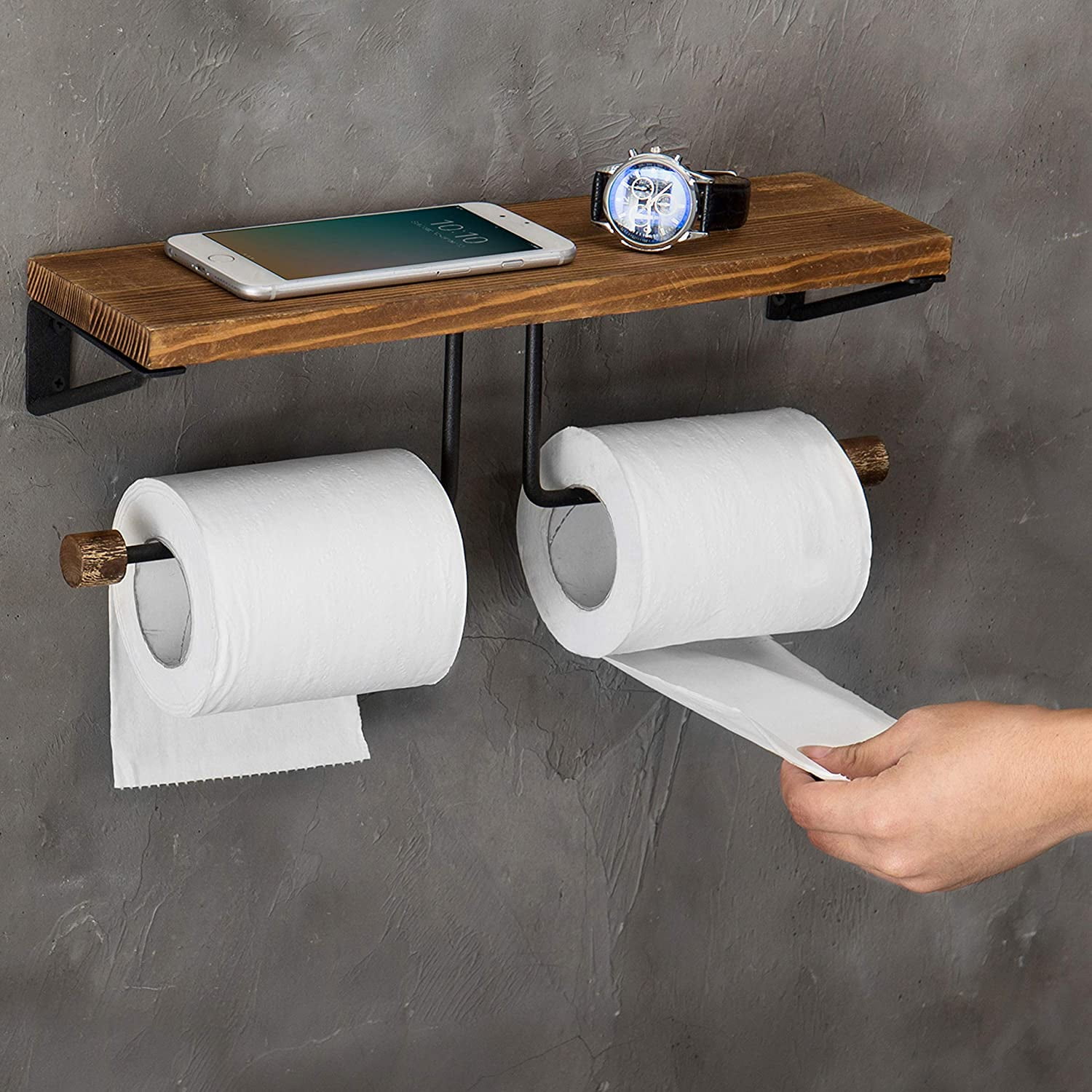 Black Wall-Mounted Industrial Pipe Paper Towel Holder – MyGift