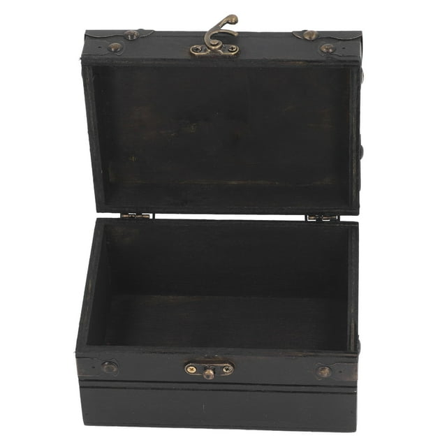 Wooden Treasure Chest Case Trinket Box, Handmade Vintage Wooden Jewelry Storage Box For Tabletop