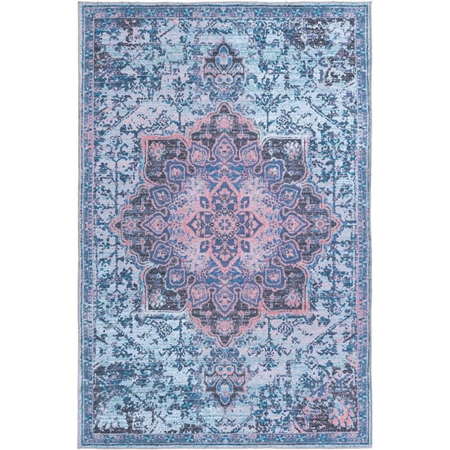 Unique Loom Renaissance Medallion Rug 5' 3 x 8' Rectangle Light Blue/Black