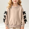 thumbnail image 4 of Ulanda Girl's Y2k Sweatshirt Neck Drop Shoulder Long Sleeve Pullover Tops (Coffee, 4-6 Years), 4 of 9