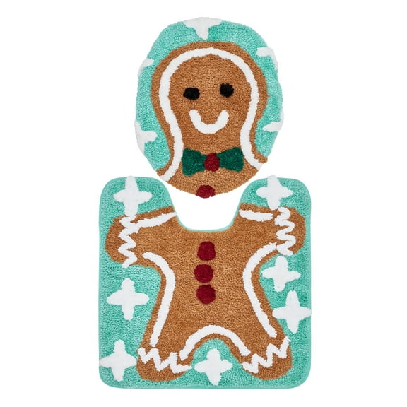 VCNY Home Multi Gingerbread Man Holiday Bath Rug Set, 2 Count