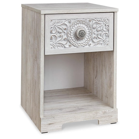 Signature Design by Ashley Paxberry Boho 1 Drawer Nightstand, Whitewash