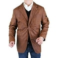 thumbnail image 4 of Luciano Natazzi Men's Leather Jacket Fitted Two Button Blazer Cognac, 4 of 4