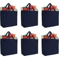 thumbnail image 7 of Reusable Heavy Duty 100% Cotton Canvas Grocery Bags | With Strong Handles Holds up to 50lbs | Eco Friendly | Large Size 14x14x7.5" - Navy, 7 of 7