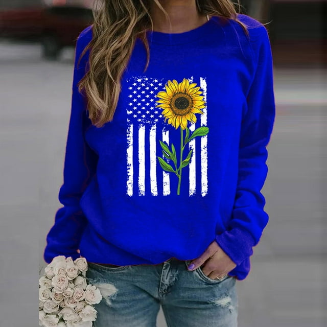 Winter Womens Casual Long Sleeve Tops Ladies Print Sweatshirt Blouse Tee Sweater