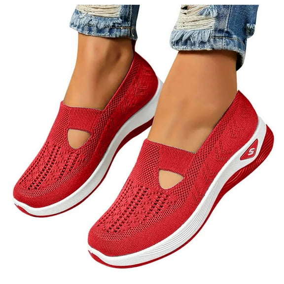 Chenyee Women's Slip on Wedge Loafers Breathable Ballet Flat Shoes Casual Knit Dress Walking Sneakers