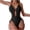 Black, variant on Staron Women's Solid Color Backless Halter One-Piece Swimsuit High Cut Slimming Beach Vacation Bikini, White XL