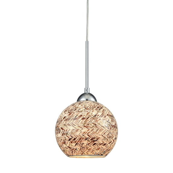 Crosshatch 1 Light Pendant In Polished Chrome With Painted Crosshatch Mosaic Glass