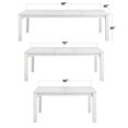 thumbnail image 2 of Dover 60-78-96" Rectangle Expandable Dining Table Set w Armchairs in White Wood, 2 of 7