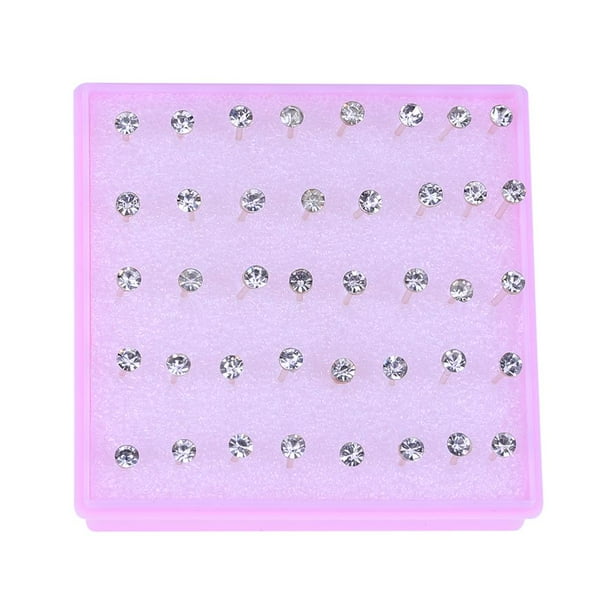 20 Pares Aretes Al Por Mayor Con Incrustaciones Diamantes en El Mercado Nocturno Venta Caliente Agujas Hipoalergénicas Plástico en Varias Formas Blancas (2 5 Mm) (empaquetadas en Una Caja Azul)