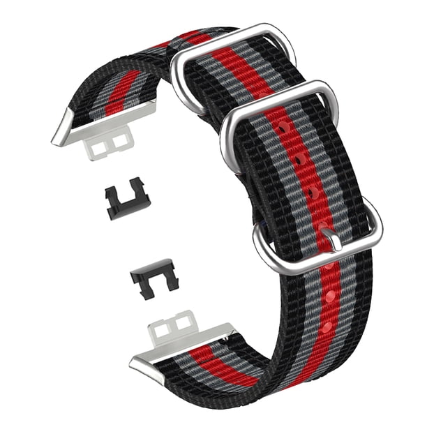 Tholdsy Correa de repuesto para reloj inteligente, correa ajustable, piezas de reparación de coloridas tejidas, compatibles con accesorios Watch Electrónica negro gris rojo