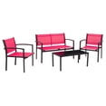 thumbnail image 4 of CorLiving Everett 4-Piece Weather Resistant Steel Frame Outdoor Conversation Set with Mesh Seats, Chairs, Loveseat, and Coffee Table, Red, 4 of 9