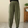 thumbnail image 6 of REALiKUN Women's Vintage Corduroy Trousers High Elastic Waist Wide Leg Pocketed Pants Cozy Straight Leg Baggy Lounge Slacks, 6 of 7