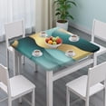 thumbnail image 3 of Teal Gold Marble Pattern Square Fitted Tablecloth with Elastic Edge,Square Table Cover,Washable Elastic Table Cover for Home Kitchen Party Decor 36"x36", 3 of 6
