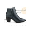thumbnail image 4 of BLISSFUL STEP Women's Ankle Boots Mid Height Chunky Heel Round Toe Double Zipper Booties Navy Blue 7, 4 of 6