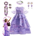 thumbnail image 2 of Disfraz de Disney Mirabel Isabela para niñas, vestido de princesa, traje de Cosplay, Encanto, Carnaval, fiesta de cumpleaños, corona, ropa, bolso, Encanto, 2 of 5