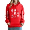 thumbnail image 1 of Heisall Womens Hoodies Rugby Print Pocket Drop Shoulder Long Sleeve Tops Fashion Casual Pullover Hooded Sweatshirts, 1 of 3