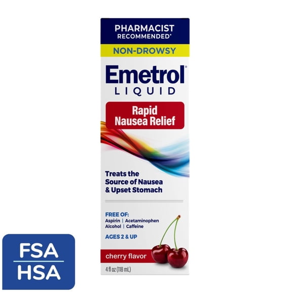 Emetrol Nausea and Upset Stomach Relief Liquid Medication, Cherry, 4 oz