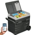 thumbnail image 1 of PFRIGO Car Fridge 59 Quart (55L) Portable 12v Cooler with Rolling Wheels, Pull Handle, Dual Temperature Control App, LED Touch panel and Quiet Electric Compressor for RV, Camping, Outdoor, and Travel, 1 of 9