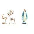 thumbnail image 1 of Escultura artesanal europea de reno y elegante figura de María, adorno religioso católico para amantes de los ciervos, ideal para dormitorio, 1 of 8