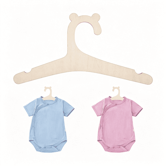 MISSMILE 10Pcs Wooden Hanger for Baby Closet, Small Wardrobe Hanger for Clothes, Non-Slip Cute Wood Clothes Organizer, 8.6 Inch Small Closet Storage Hangers for Newborn, Coats, Suits, Pants, Jackets