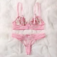 thumbnail image 4 of WZXFASHION Sweet And Sexy Low Waist Lace Embroidery Mesh See Through Sexy Lingerie Set Intimates Pink M, 4 of 4