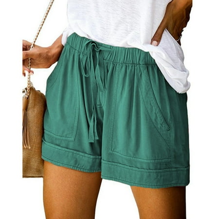 

Shorts minimalist style loungewear for women Womens Plus Size Comfy Drawstring Casual Elastic Waist Pocket Loose Shorts Pants Army Green L