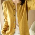 thumbnail image 4 of JGGSPWM Women's Wool Crewneck Cardigans: Casual Warm Soft Long Sleeve Knit Outwear Sweaters Yellow S, 4 of 5