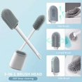 thumbnail image 3 of Escobilla de baño de silicona, escobilla de baño colgante, escobilla de baño flexible suave, escobilla de baño montada en la pared con soporte, secado rápido, mango largo extraíble, limpieza profunda, 3 of 5
