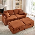 thumbnail image 4 of Muumblus Loveseat Sectional Sofa with 2 Storage Ottomans, Modular Cloud Couch with 2 Side Tables & USB, Plush Double Chaise Lounge Sofa Bed Indoor, Orange Corduroy, 4 of 13