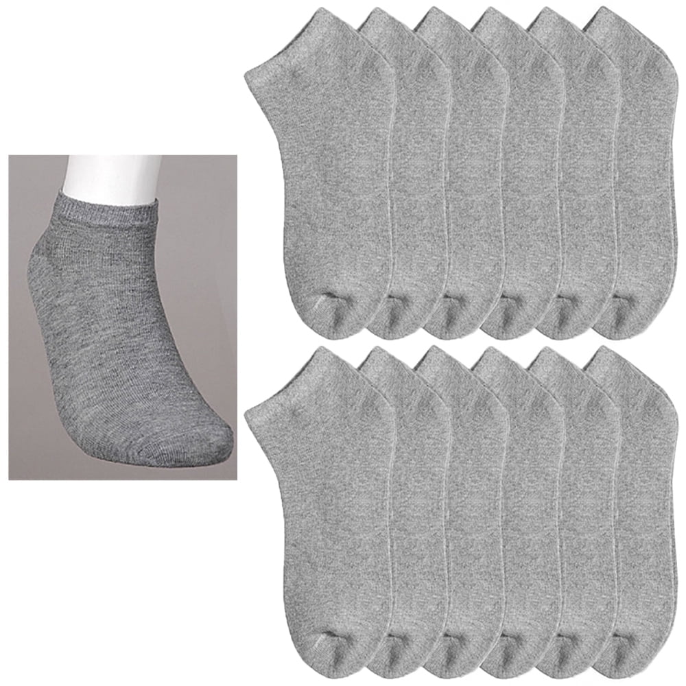 12 Pairs Women Ankle/Quarter Crew Soft Socks Cotton Low Cut Size 9-11 WT/BK 