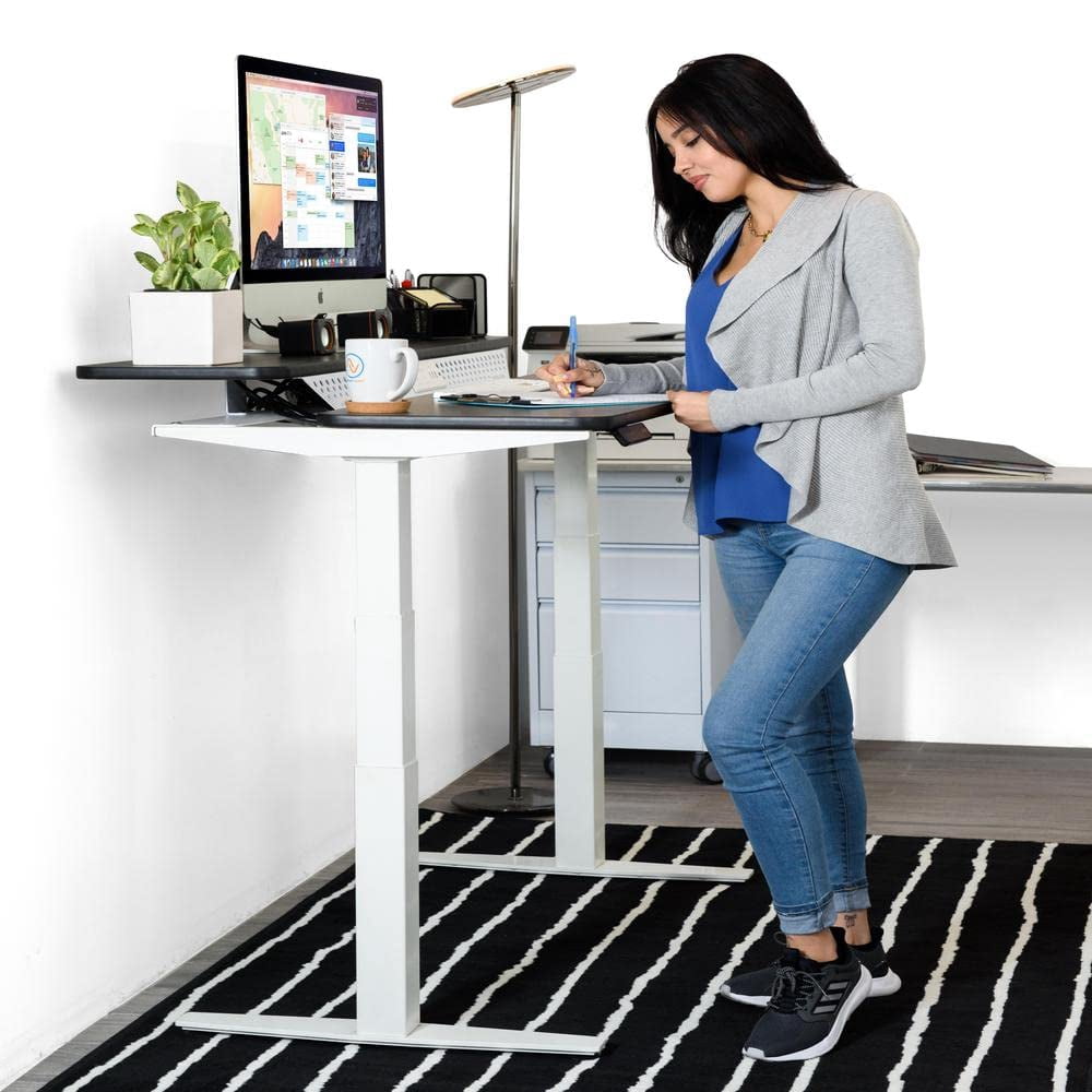 Versadesk Powerlift Electric Standing Desk, Split-Level, Height Adjustable Sit-to-Stand, Dual Motor with Memory, Ergonomic Desk, | Maple, ( 60 x 30 )