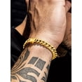thumbnail image 3 of Bandmax 9MM Wide Cuban Chain Bracelet for Men Women Father's Day Gift for Son Dad Husband Stainless Steel 14K Gold Plated Hip Hop Biker Wristlet Anklet Chain Jewelry, 3 of 10