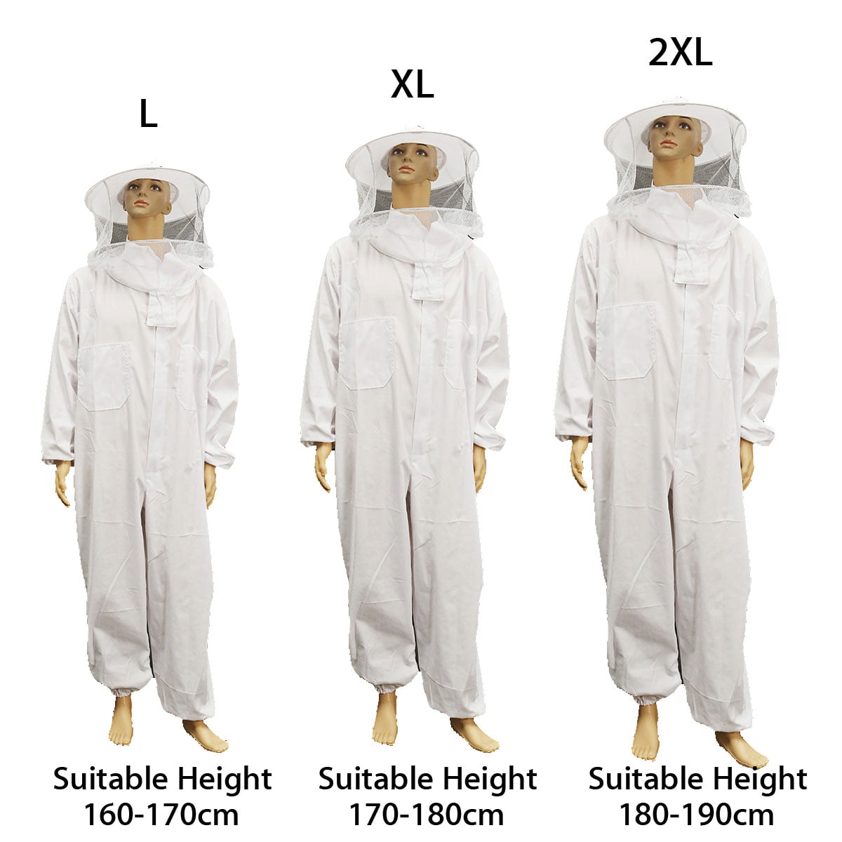 Professional Beekeeping Suit Jacket Pull Over with Fencing Veil Hood for Beginner & Commercial Beekeepers 2XL White 